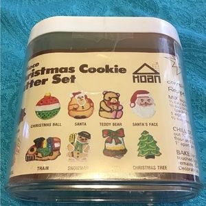 VINTAGE 1986 HOAN 11 pc CHRISTMAS COOKIE CUTTER SET BAKING RECIPE